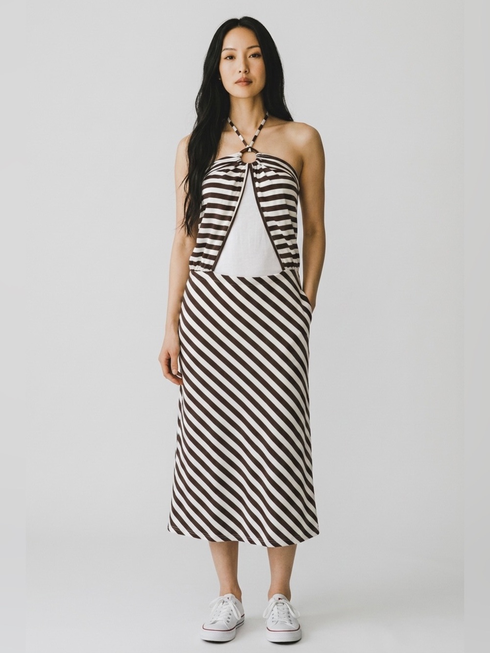Anthropologie Vintage Ella Moss Striped Halter Dress - XS